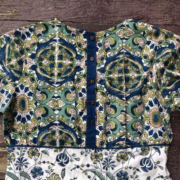 Kilol Floral Midi Dress Wooden Button Back Handkerchief Hem S - Picture 11 of 12